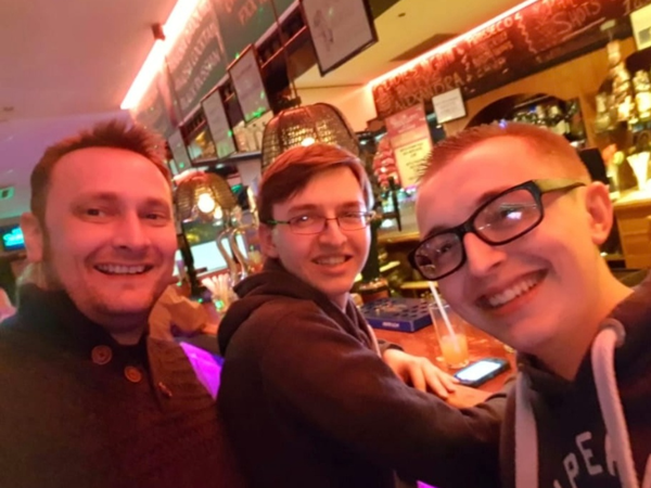 Chris Bush, Jonathan Broom and Samuel Broom at the pub