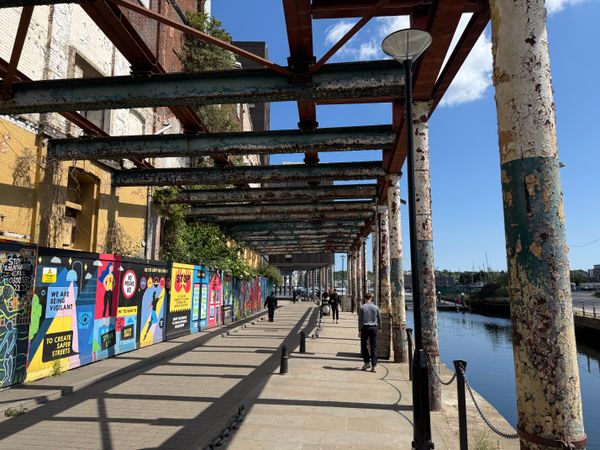 New streetlights on Albion Wharf at the Ipswich waterfront