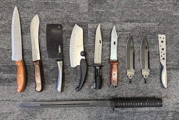 A selection of the knives collected from the amnesty bin on Queen's Way in Ipswich