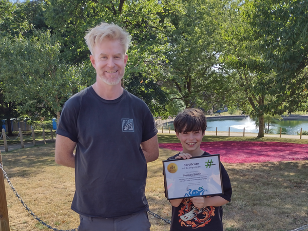 One of the winners, Henley, with his dad Marc