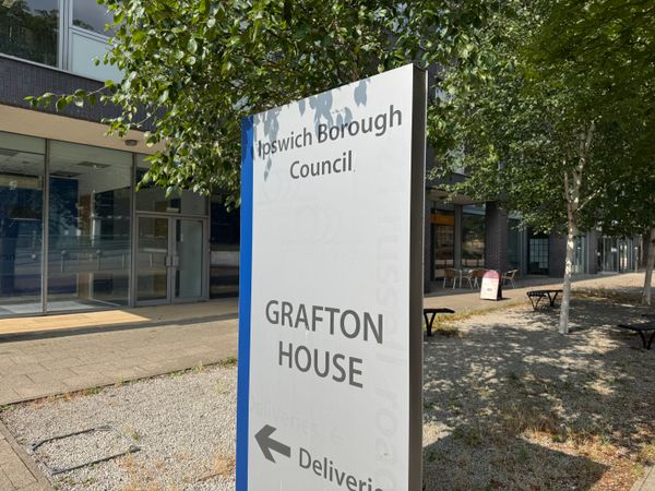 A sign at Grafton House in Ipswich