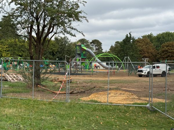 The new play area at Chantry Park under construction
