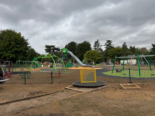 The new play area at Chantry Park under construction