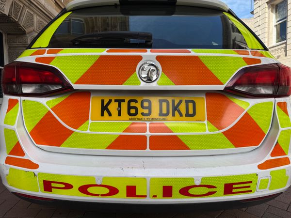 The back of a police car