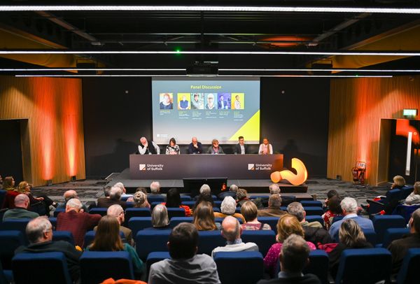 Audience at a previous Spotlight Suffolk panel discussion at the University of Suffolk.