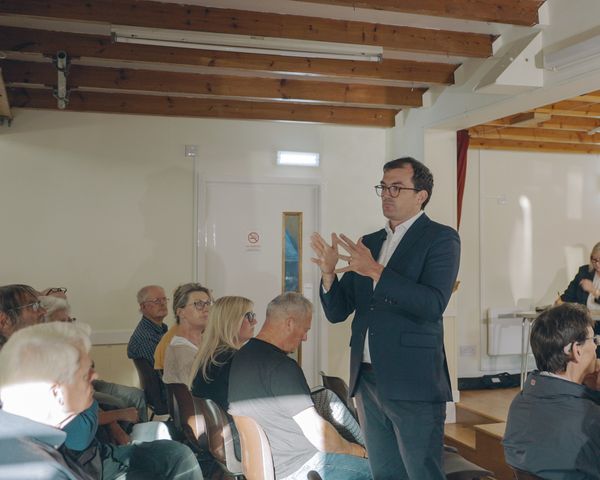 Patrick Spencer MP at a meeting about the Ipswich Northern Bypass