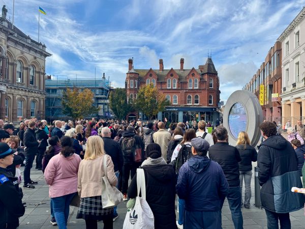 Despite a lack of promotion, the big reveal drew a good crowd of passersby