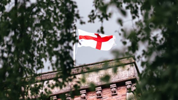 flag on building