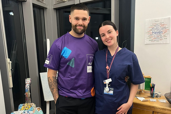 Olly Page and fiancee Holly Fuller, who is a nurse at The Treehouse.