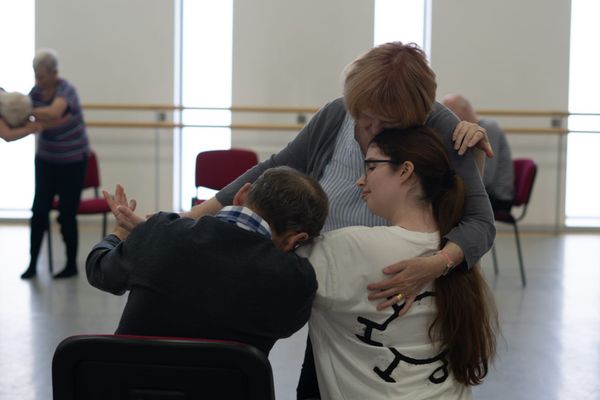 Dance group Dance For Parkinson's dancing inside Dance East