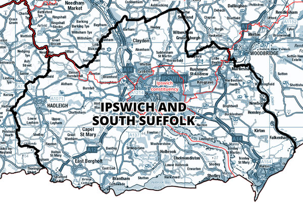 The confirmed Ipswich and South Suffolk boundary