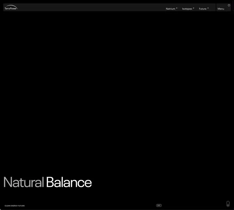 Terrapower: 미래 에너지 산업의 비전을 보여주는 웹디자인