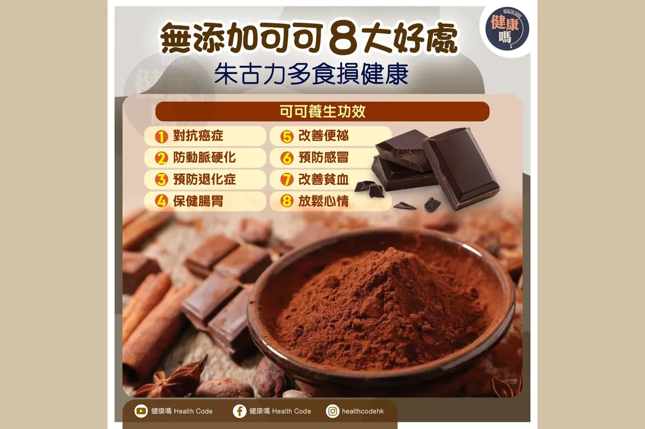 無添加可可8大好處 朱古力多食損健康
