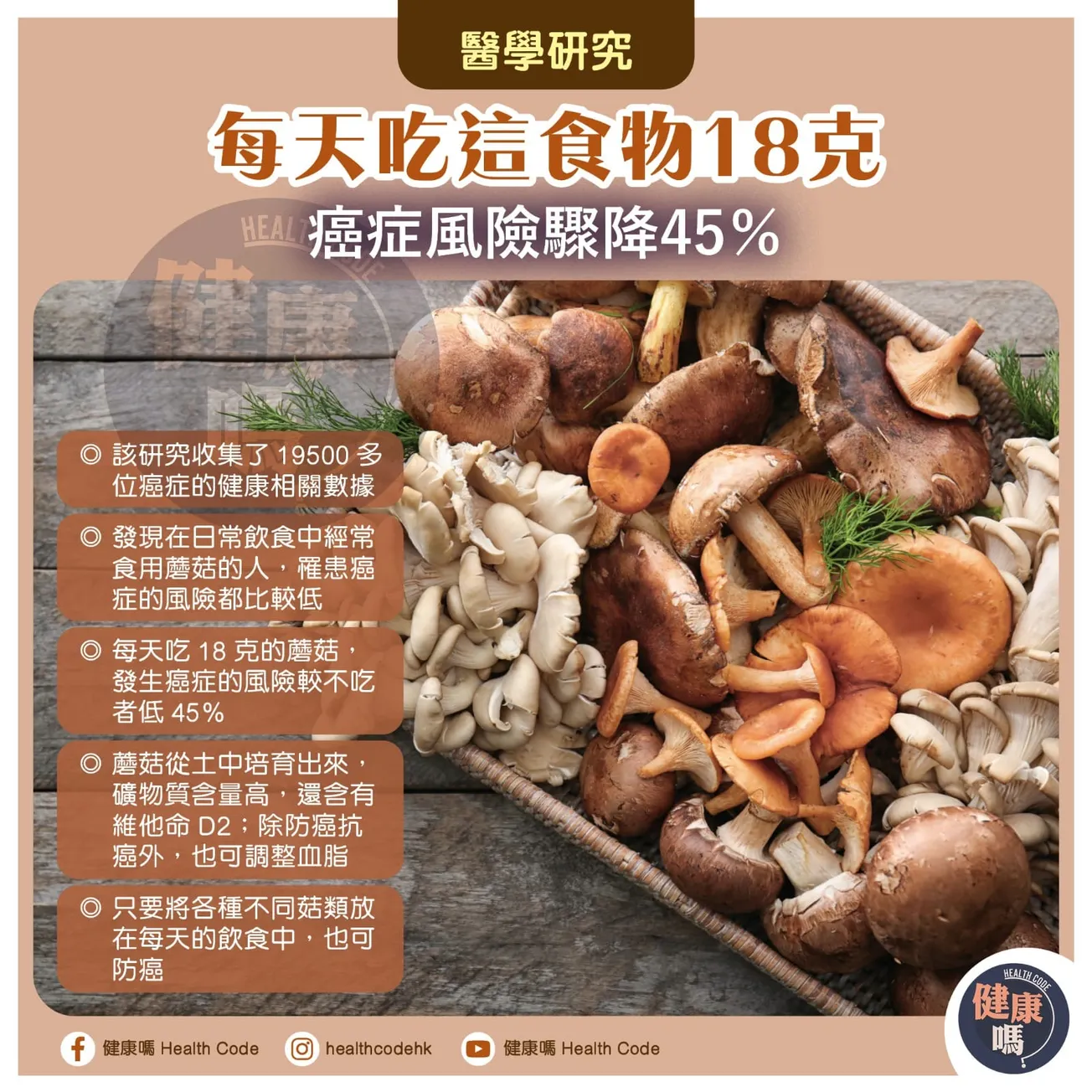 醫學研究：每天吃這食物 18 克 癌症風險驟降 45%