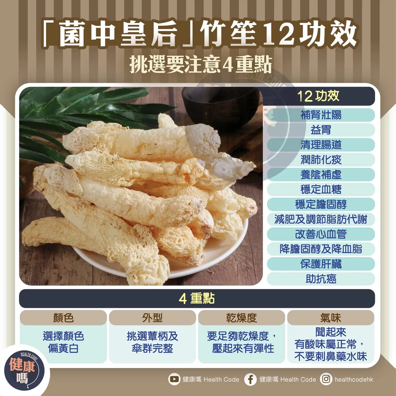 「菌中皇后」竹笙 12 功效 挑選要注意 4 重點