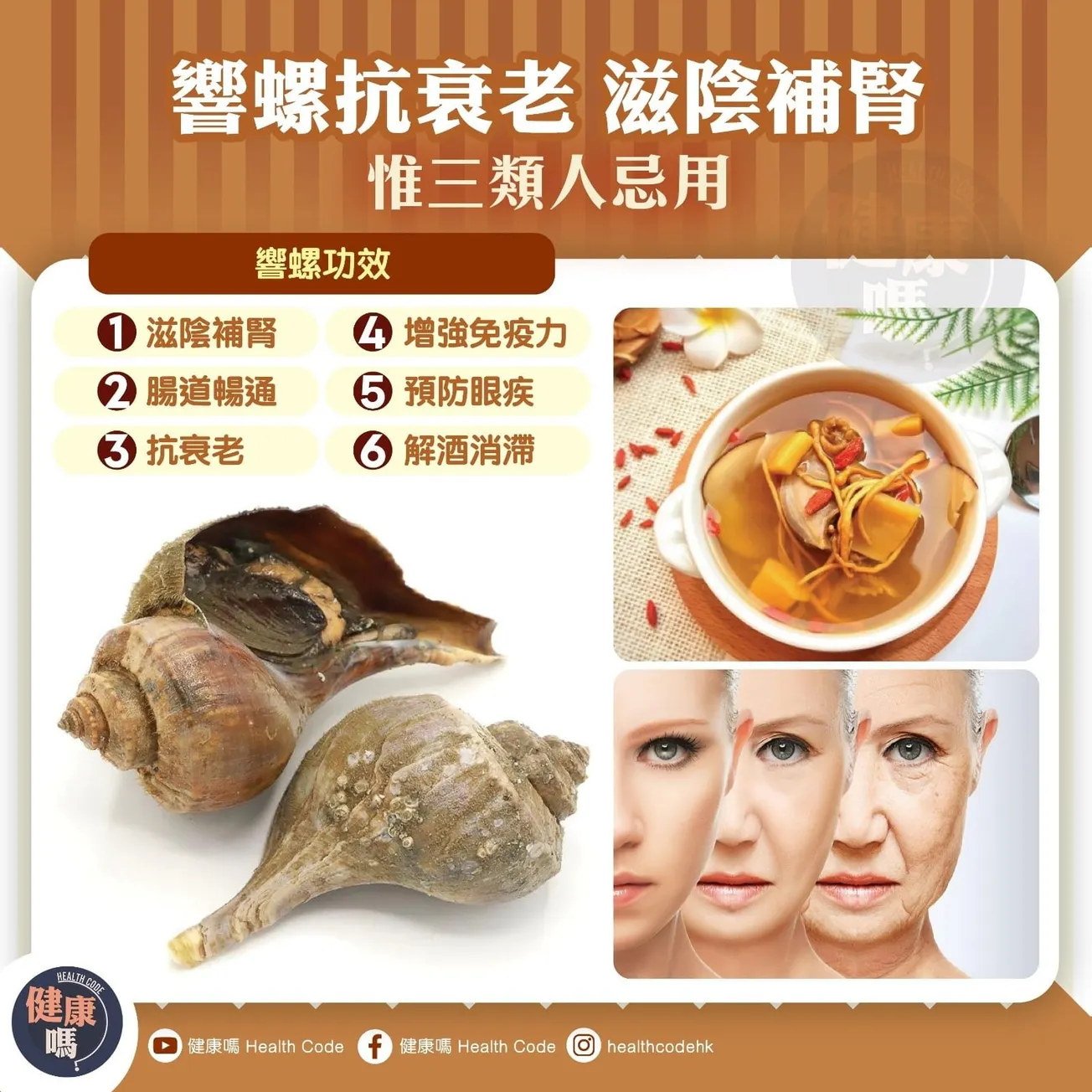 響螺抗衰老 滋陰補腎 惟三類人忌用