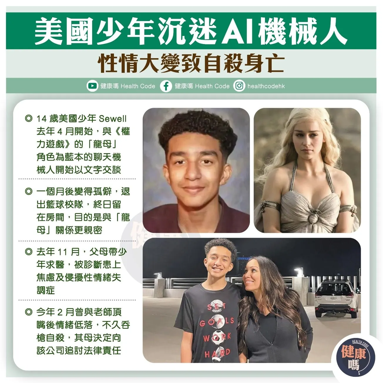 美國少年沉迷 AI 機械人 性情大變致自殺身亡