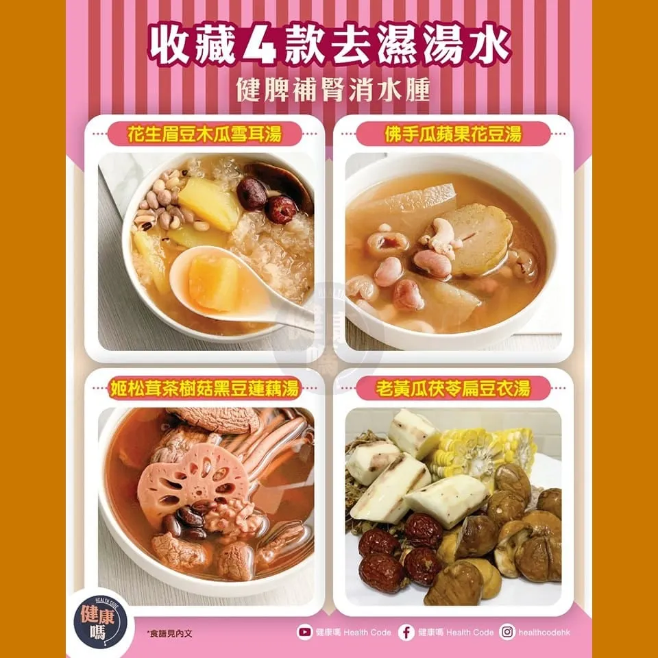 收藏 4 款去濕湯水 健脾補腎消水朣