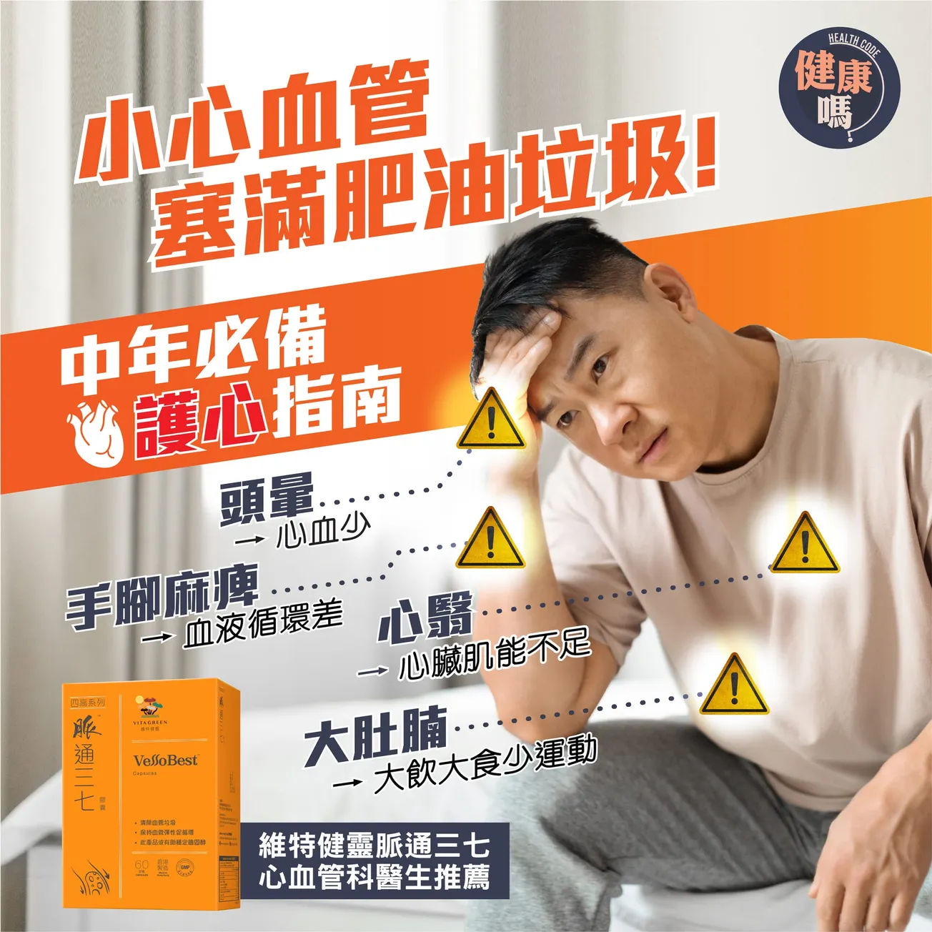 頭暈、心翳、手腳麻痺、大肚腩？ 小心血管塞滿肥油垃圾  中年必備護心指南