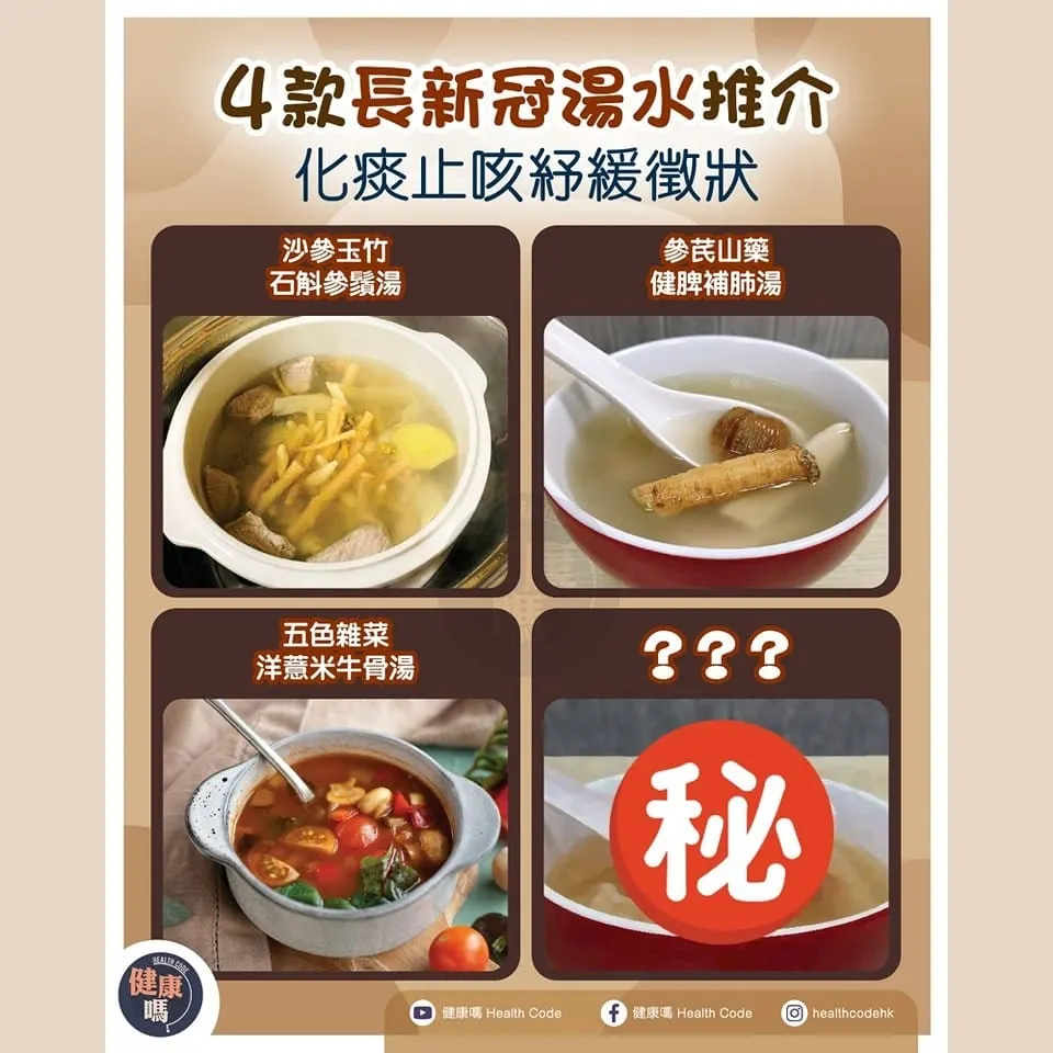 4 款長新冠湯水推介 化痰止咳紓緩徵狀