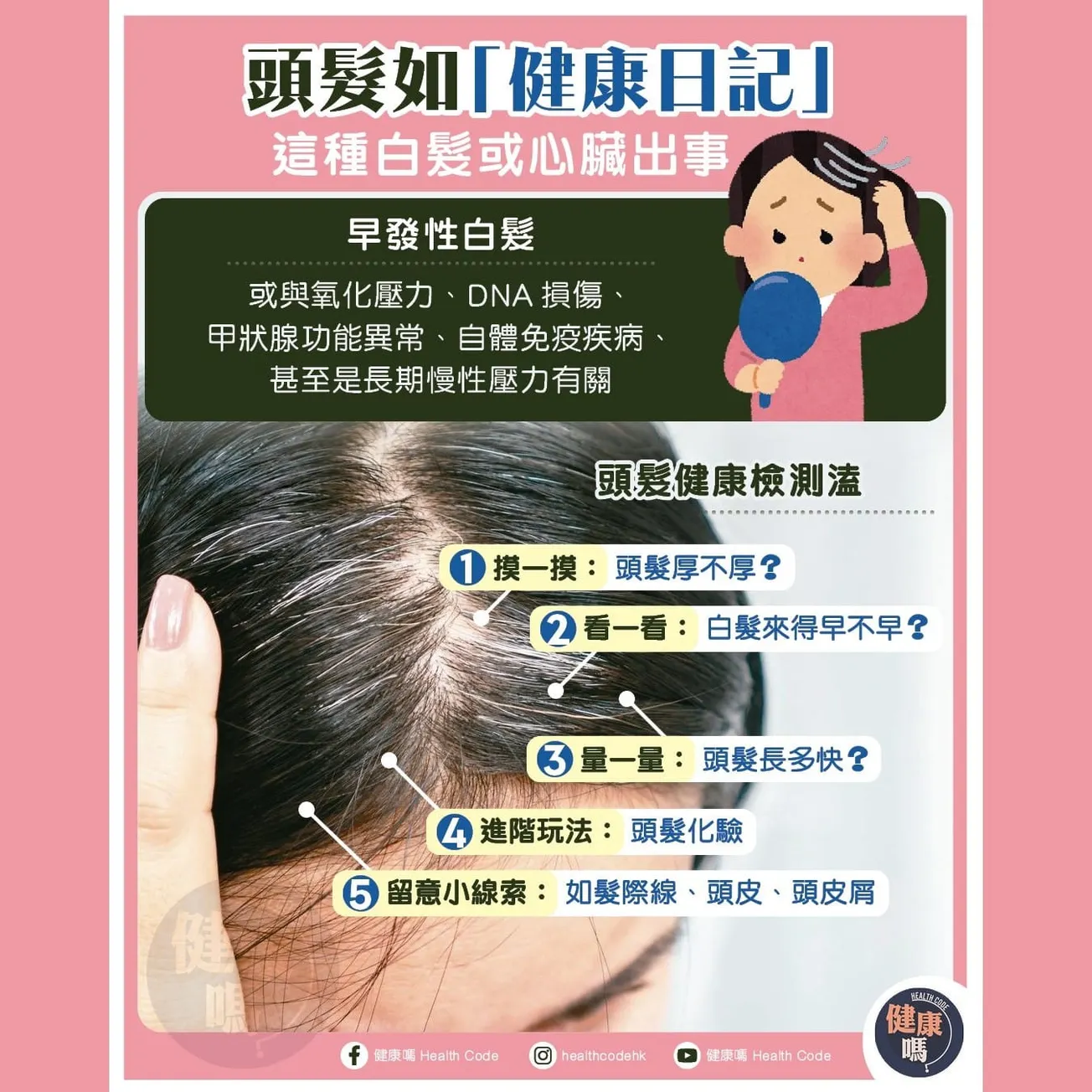 頭髮如「健康日記」 這種白髮或心臟出事