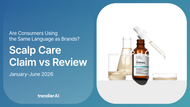 Scalp care claim language against consumer review language on Sephora US: what brands say a product does set against the words shoppers use when they review it. From the trendier AI Scalp Care Claims vs Reviews report.