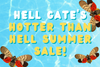Three spotted lanternflies superimposed over a closeup of a pool, along with the words HELL GATE'S HOTTER THAN HELL SUMMER SA