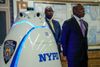 Mayor Eric Adams makes a public safety-related announcement introducing the NYPD robot called K5 at the Times Square subway s