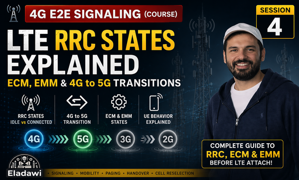 LTE RRC States Explained | ECM, EMM & 4G to 5G Transitions | 4G E2E Signaling Session 4 (Video)