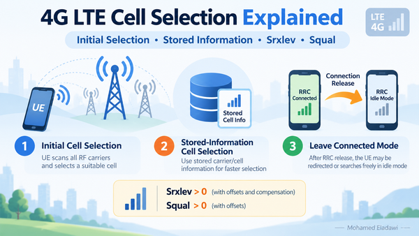 4G LTE Cell Selection Explained: Initial Selection, Stored Information and Cell Selection Criteria