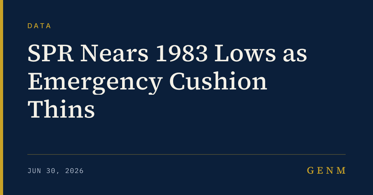 GENM: SPR Nears 1983 Lows as Emergency Cushion Thins