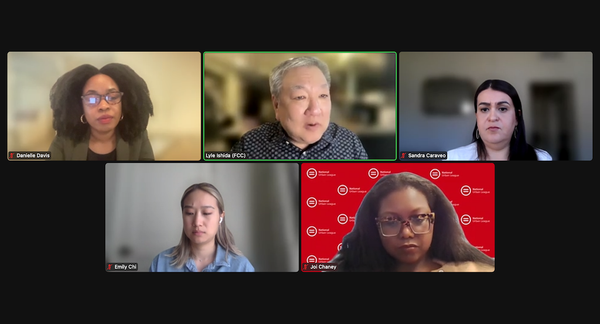 Photo of Danielle Davis, Lyle Ishida, Sandra Caraveo, Emily Chi, and Joi Chaney and Tuesday’s event.