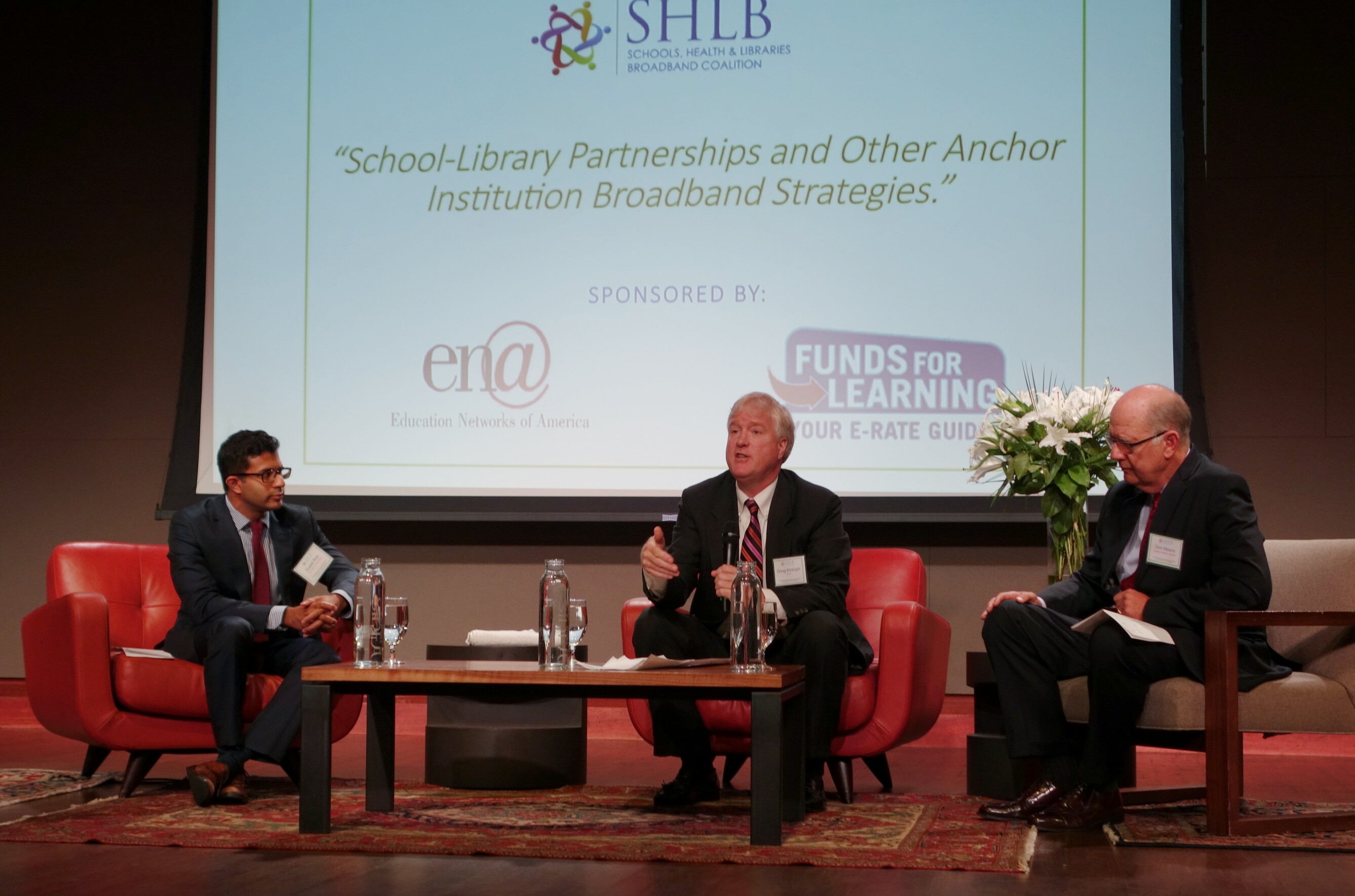 from left to right: Sujeet Rao, Dept of Ed; Doug Kinkoph, NTIA; Don Means, SHLB Chairman of the Board.  
