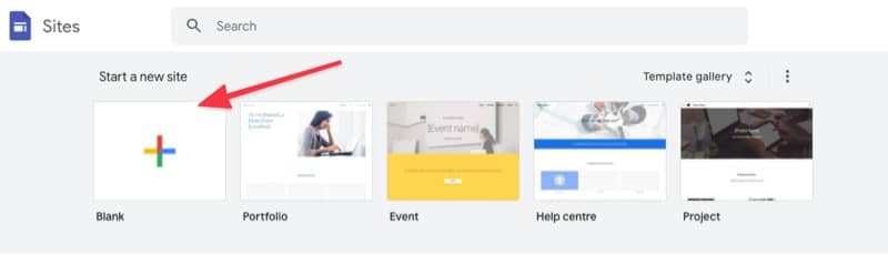 Create new Google Site