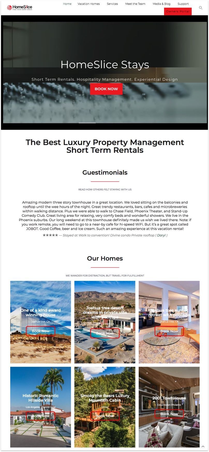 HomeSlice Stays Website