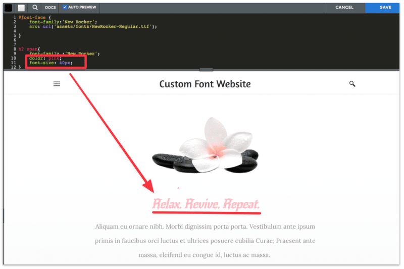 Changing the headline color and size
