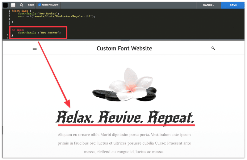 Changing the headline font