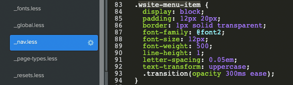 Edit the navigation CSS code