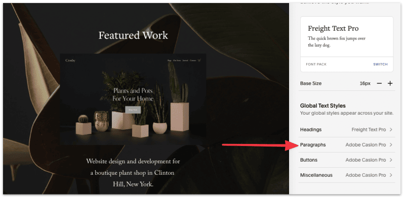 Choose the paragraph global text style 
