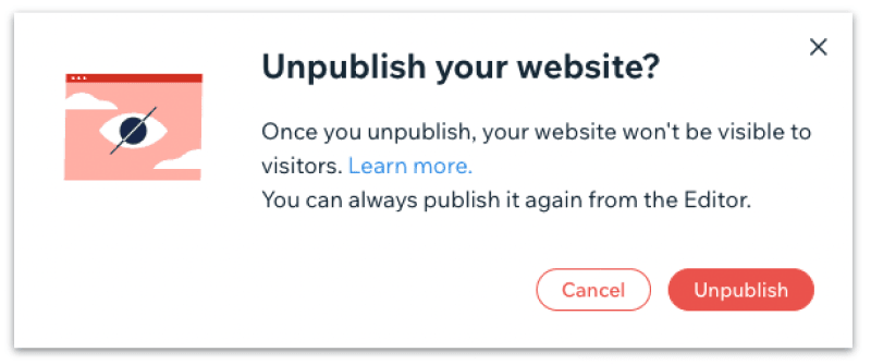 Confirm unpublish the site