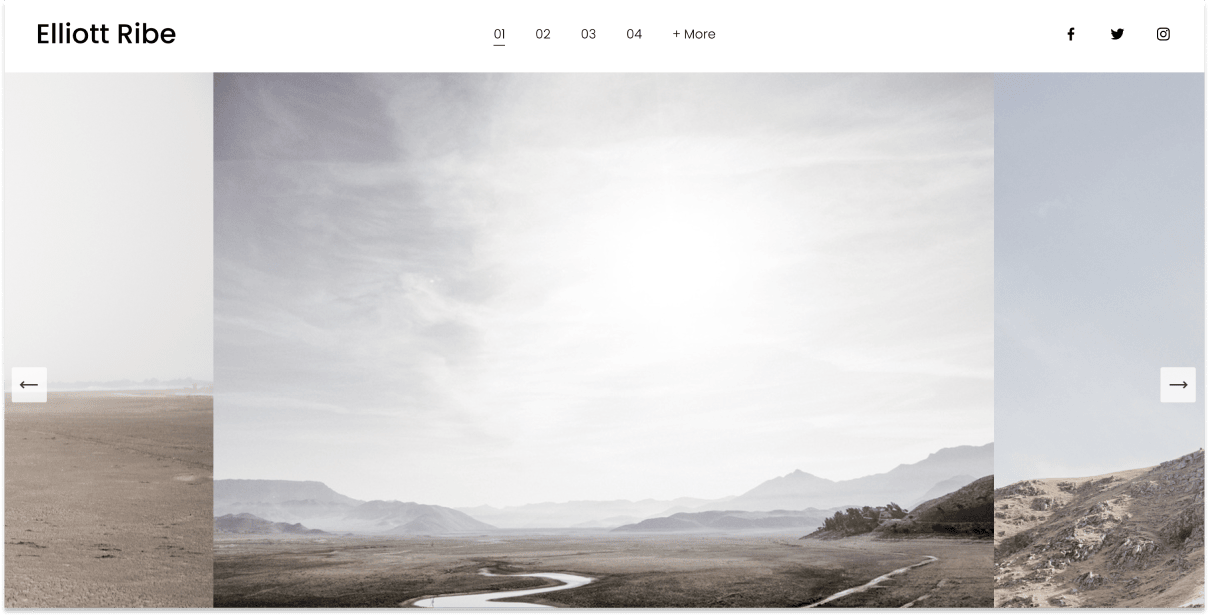 Elliot home page with slideshow