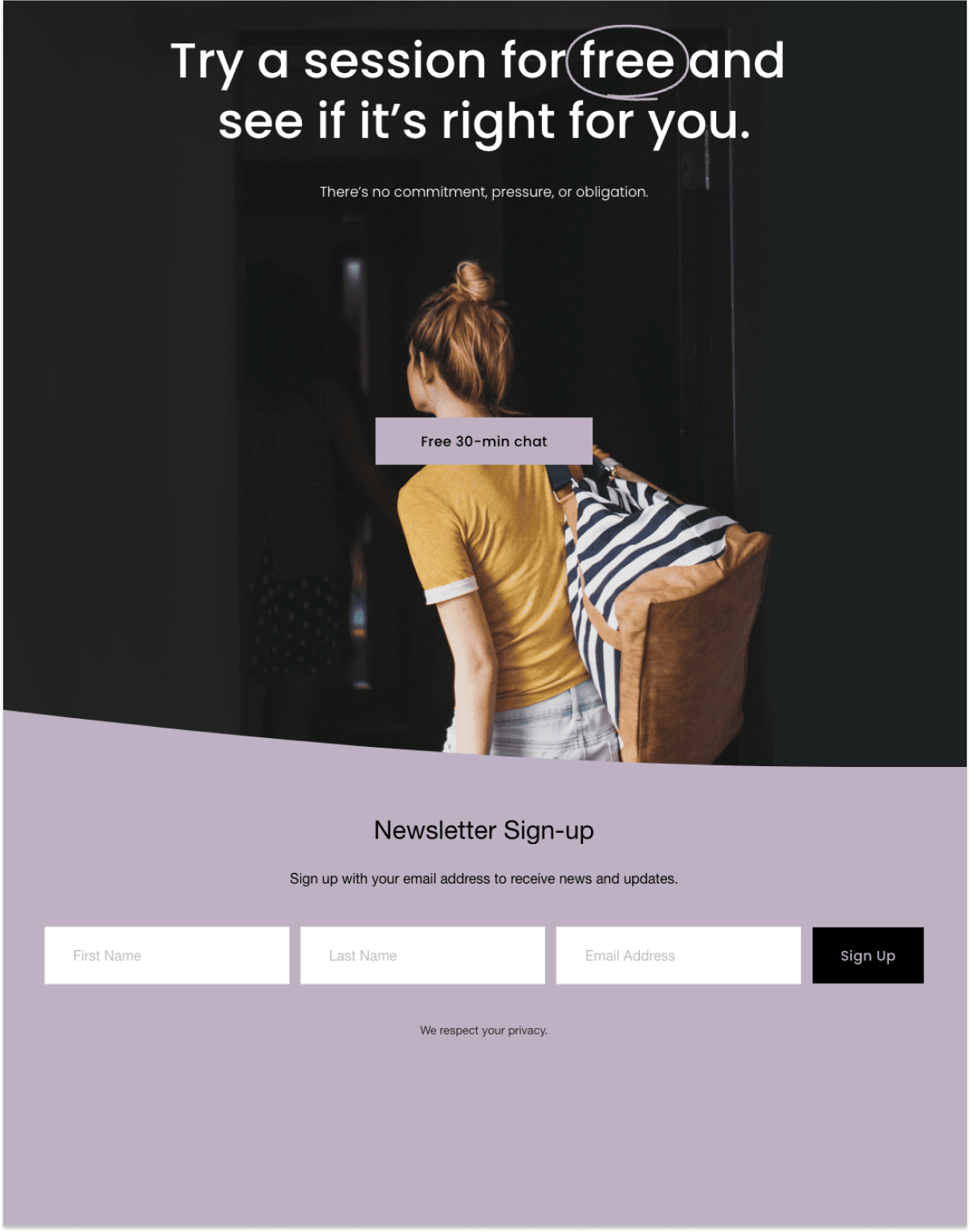 Almar booking section and newsletter sign up