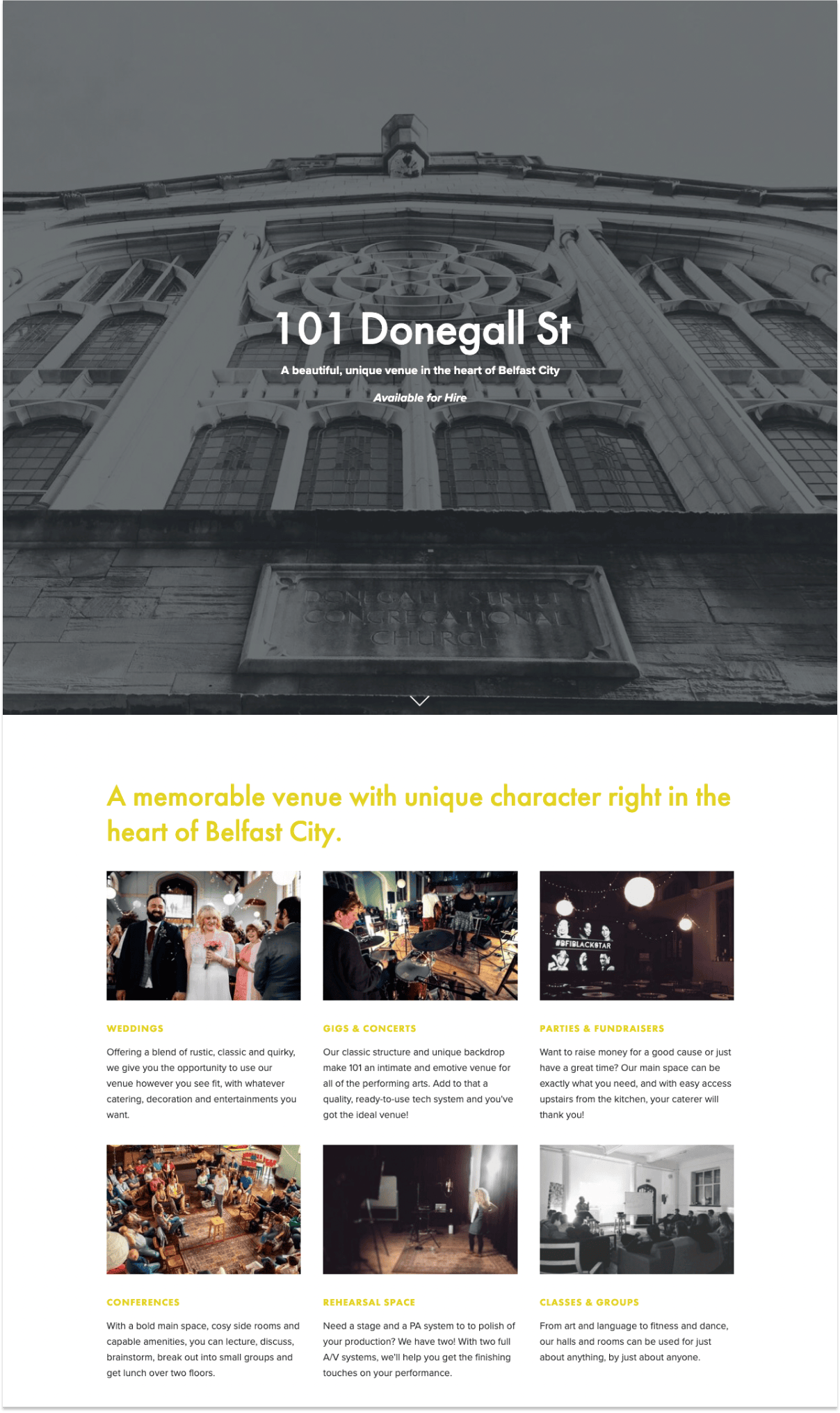 101 Donegall St&nbsp;event space landing page