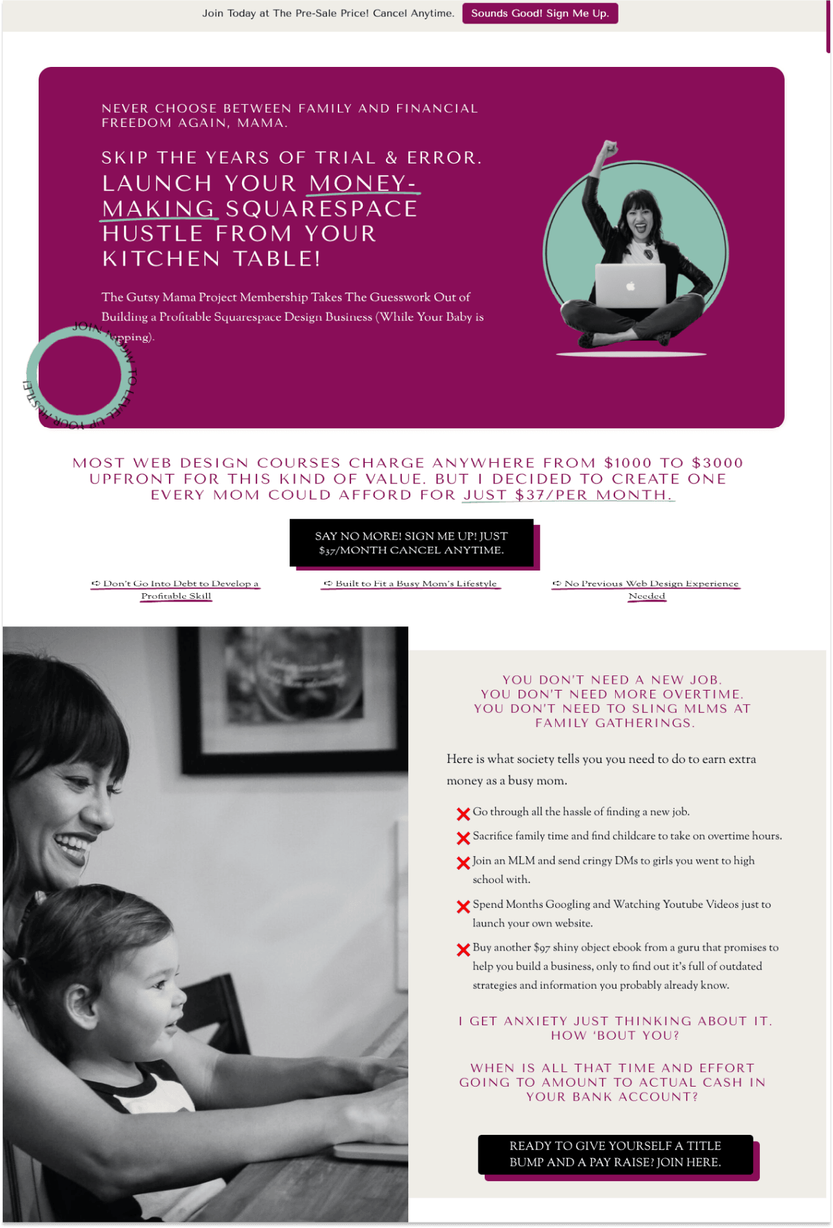 Gutsy Mama's&nbsp;membership landing page