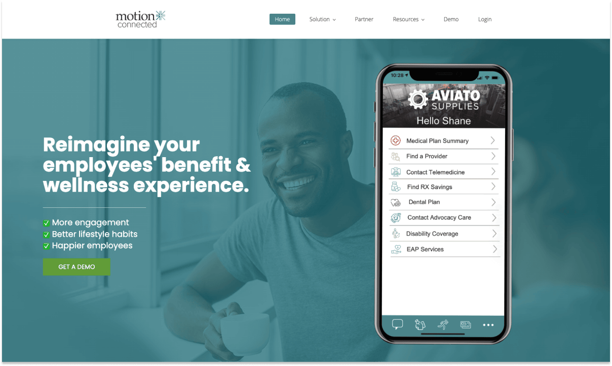 Motion Connected home page