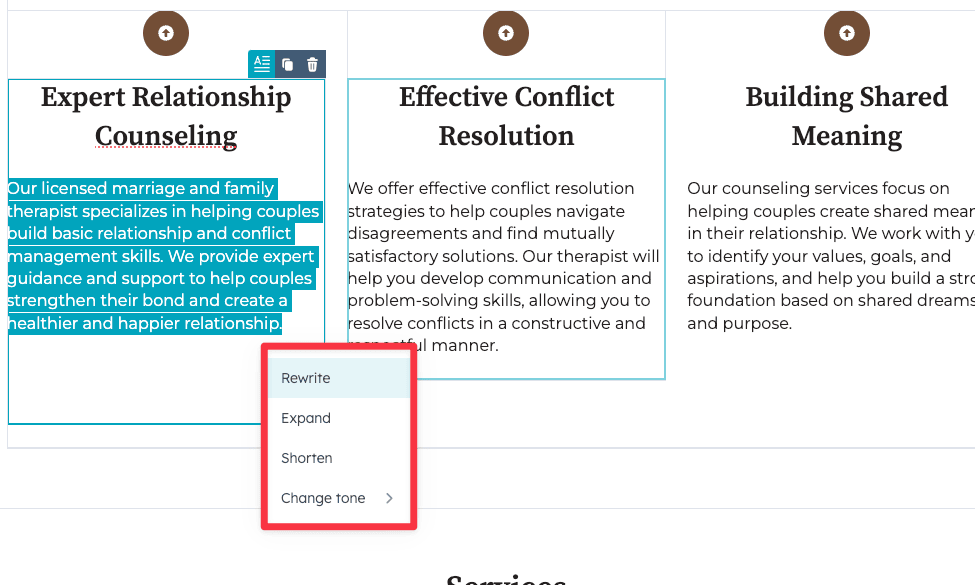 Choose how you want to rewrite the content
