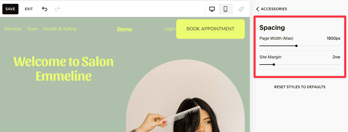 Customize layout spacing
