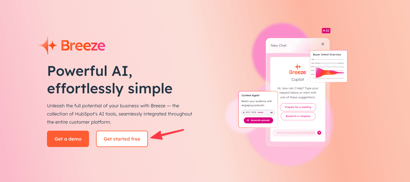 Hubspot AI landing page