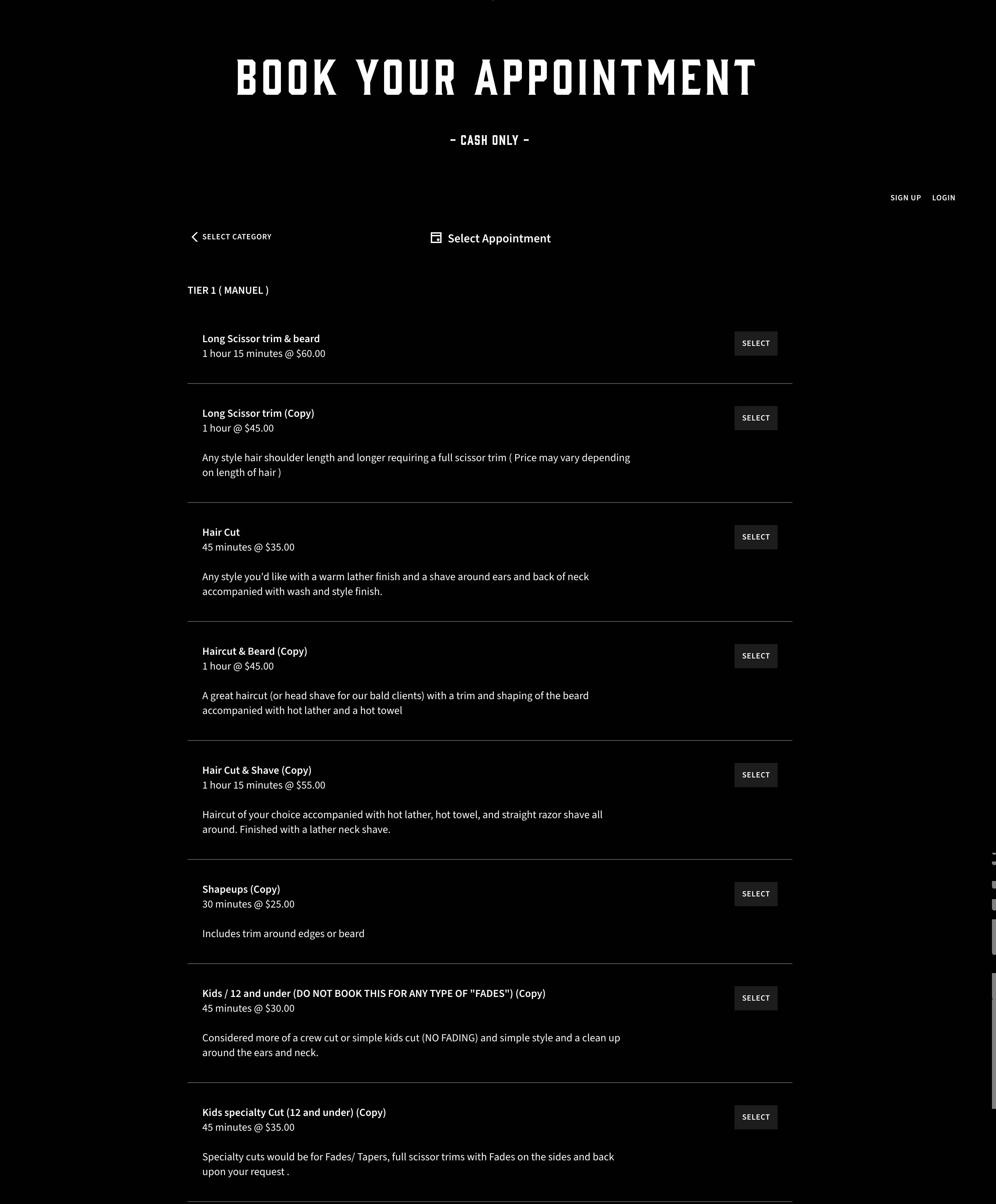 Faded Crown booking page