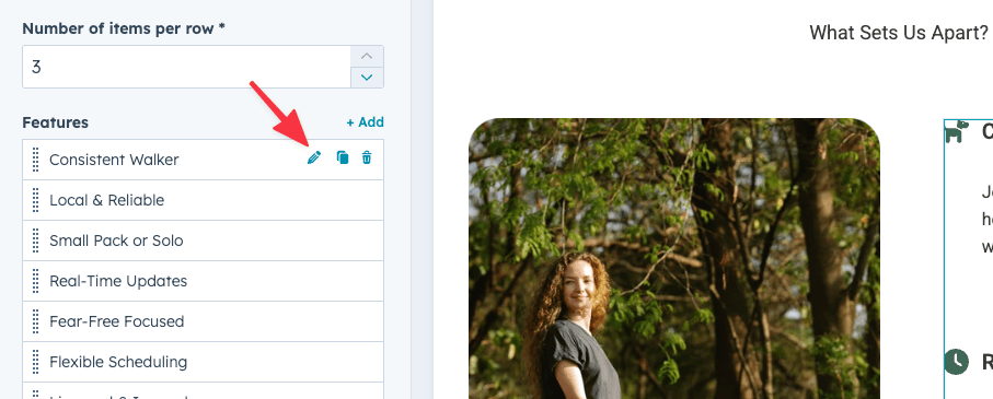 Click to edit individual feature